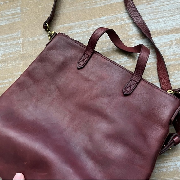 Madewell The Zip Top Transport Crossbody Purse Maroon Classic Preppy Casual - Picture 5 of 7